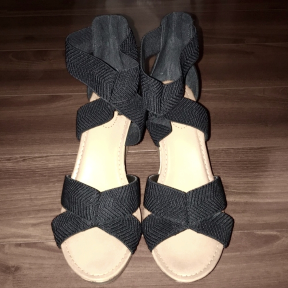 Brand New without tags black wedge sandals